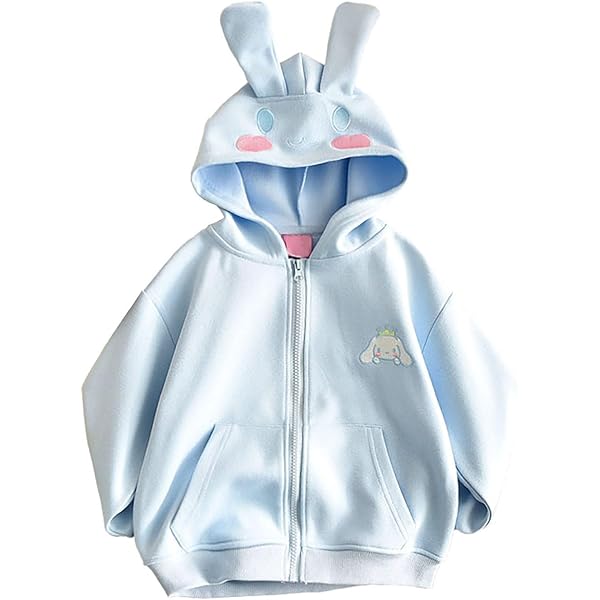 Solid Cute Hoodies for Women with Bunny Ears Hooded Rabbit